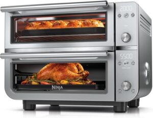 Ninja Double Oven Pro Smart XL Countertop Oven & Air Fryer | 30.2 Qt Capacity |12-in-1 Versatility with Smart Finish & DualZone Tech to Cook 2 Meals at once | Fit up to 4.5lb Chicken | Onyx | DCT801BK