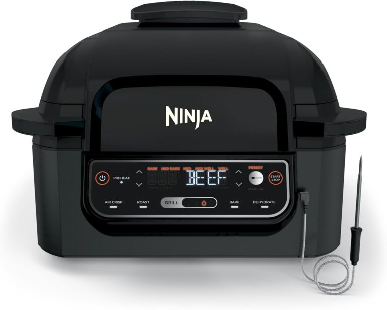 Ninja® Foodi™ Smart 5-in-1 Indoor Grill | With 4-Quart Air Fryer, Roast, Bake, Dehydrate, and Smart Cook System | Black | LG451BK