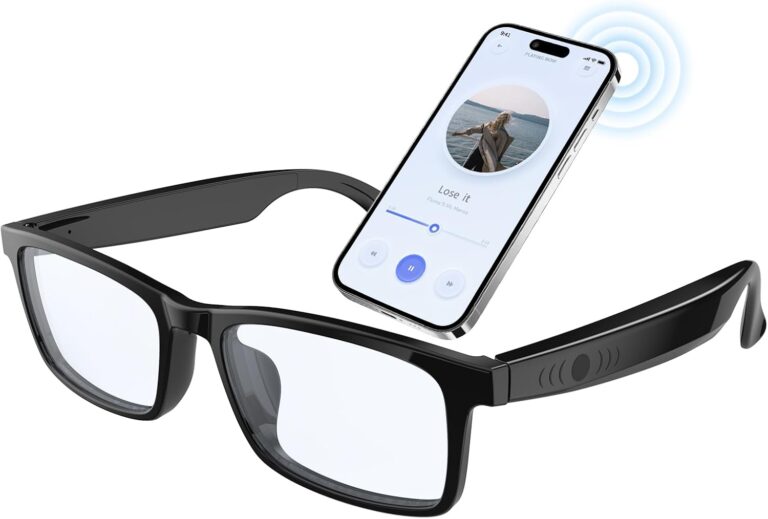 Smart Glasses for Men Women, Bluetooth Sunglasses with Speakers UV400 Polarized, Open Ear Audio Glasses for Cycling Driving Running, Wearable Tech Smart Sunglasses with Touch Control & Voice Assistant