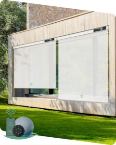 Yoolax Motorized Outdoor Shades Smart Retractable Patio Screens with App & Remote Control, Electric Blinds for Porch Patio Waterproof Roller Shades 7X8ft (3% Openness Paine Grey)
