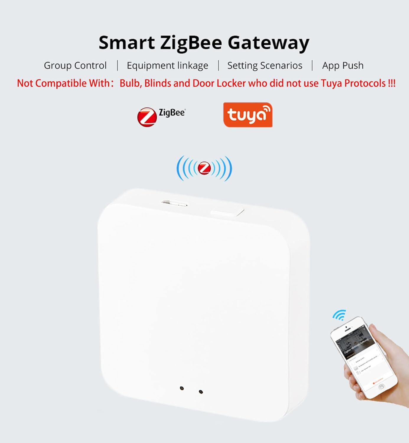ZigBee Hub WiFi & Bluetooth Dual Mode Gateway, Only for Tuya Product Smart Home Bridge Wireless Remote Controller,Intelligent Bridge Wireless Smart Gateway Voice Control via Alexa and Google Home