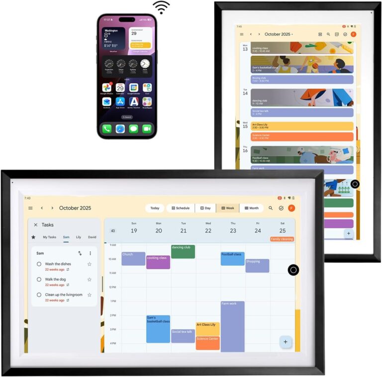 15.6″ Smart Display with Google Calendar,Google Play,No Subscription,Black | Anti-glare FHD touchscreen,Photo Frame,Android Apps,Built-in Battery,Stylus pen,Voice Assistant,Home Hub,Streaming,Wall&Desk