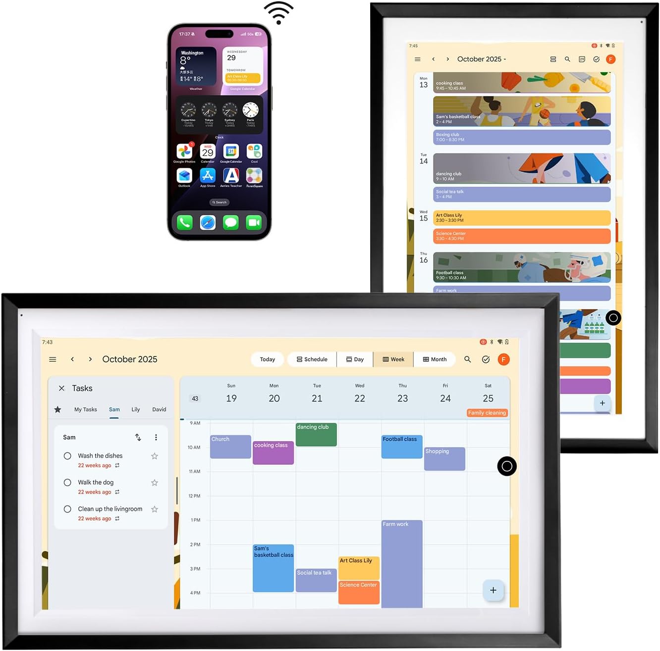 15.6″ Smart Display with Google Calendar,Google Play,No Subscription,Black | Anti-glare FHD touchscreen,Photo Frame,Android Apps,Built-in Battery,Stylus pen,Voice Assistant,Home Hub,Streaming,Wall&Desk