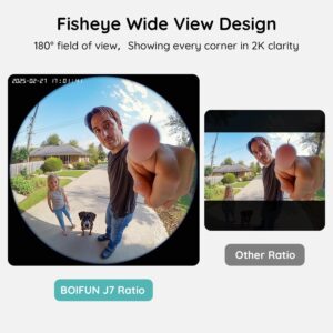 BOIFUN Video Doorbell Camera Wireless, 180° Wide View, 2K, No Subscription | AI Human Detection, Head-to-Toe, HDR Night Vision, Two-Way Audio, Battery Powered with Chime, 2.4 GHz Wi-Fi Only