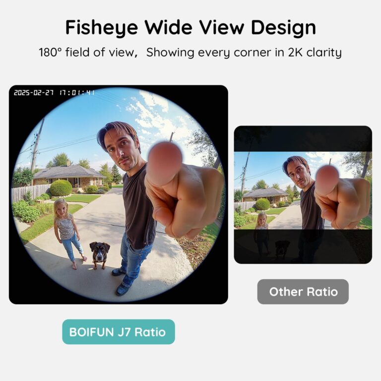 BOIFUN Video Doorbell Camera Wireless, 180° Wide View, 2K, No Subscription | AI Human Detection, Head-to-Toe, HDR Night Vision, Two-Way Audio, Battery Powered with Chime, 2.4 GHz Wi-Fi Only