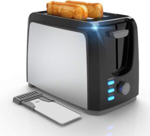 DEAR MORNING 4 Slice Touch Screen Toaster with LCD Display Stainless Steel Digital Toasters 6 Bread Types& 6 Shade Settings Smart Extra Wide Slots Toaster With Bagel Cancel Defrost Reheat Functions