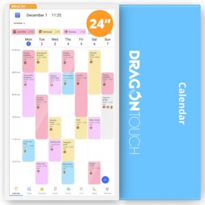 Dragon Touch 15.6" digital calendar chore chart – 1080P full HD interactive touchscreen, smart family planner, Hearth Display wall & desk mountable for seamless scheduling