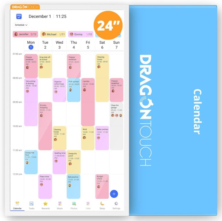 Dragon Touch 15.6″ digital calendar chore chart – 1080P full HD interactive touchscreen, smart family planner, Hearth Display wall & desk mountable for seamless scheduling