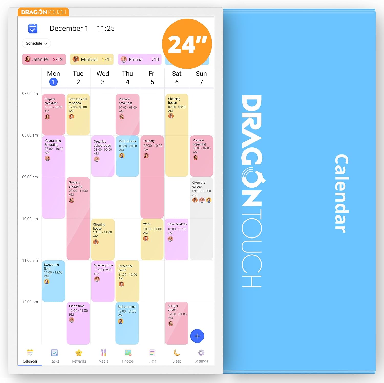 Dragon Touch 15.6″ digital calendar chore chart – 1080P full HD interactive touchscreen, smart family planner, Hearth Display wall & desk mountable for seamless scheduling