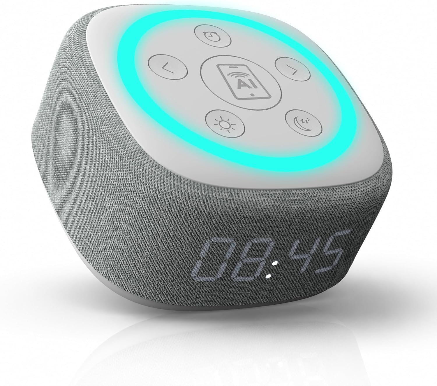 Gemini Home Speaker with AI Voice Assistant Access & Built-in Mic, Bluetooth White Noise Machine for Bedroom, 16 Sleep Sounds, 8 RGB Night Light Modes, LED Clock Display (BRS-180) | White noise machine for bedroom – 16 sleep sounds, 8 RGB night light modes – rich audio sound – black