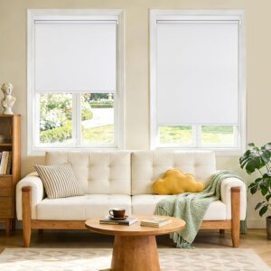 Grandekor Smart Motorized Blinds Compatible with Alexa |White 24Wx72H | Blackout Electric Cordless Roller Shades with Remote for Bedroom, Living Room&Home,Google Assistant & Tuya App Compatible