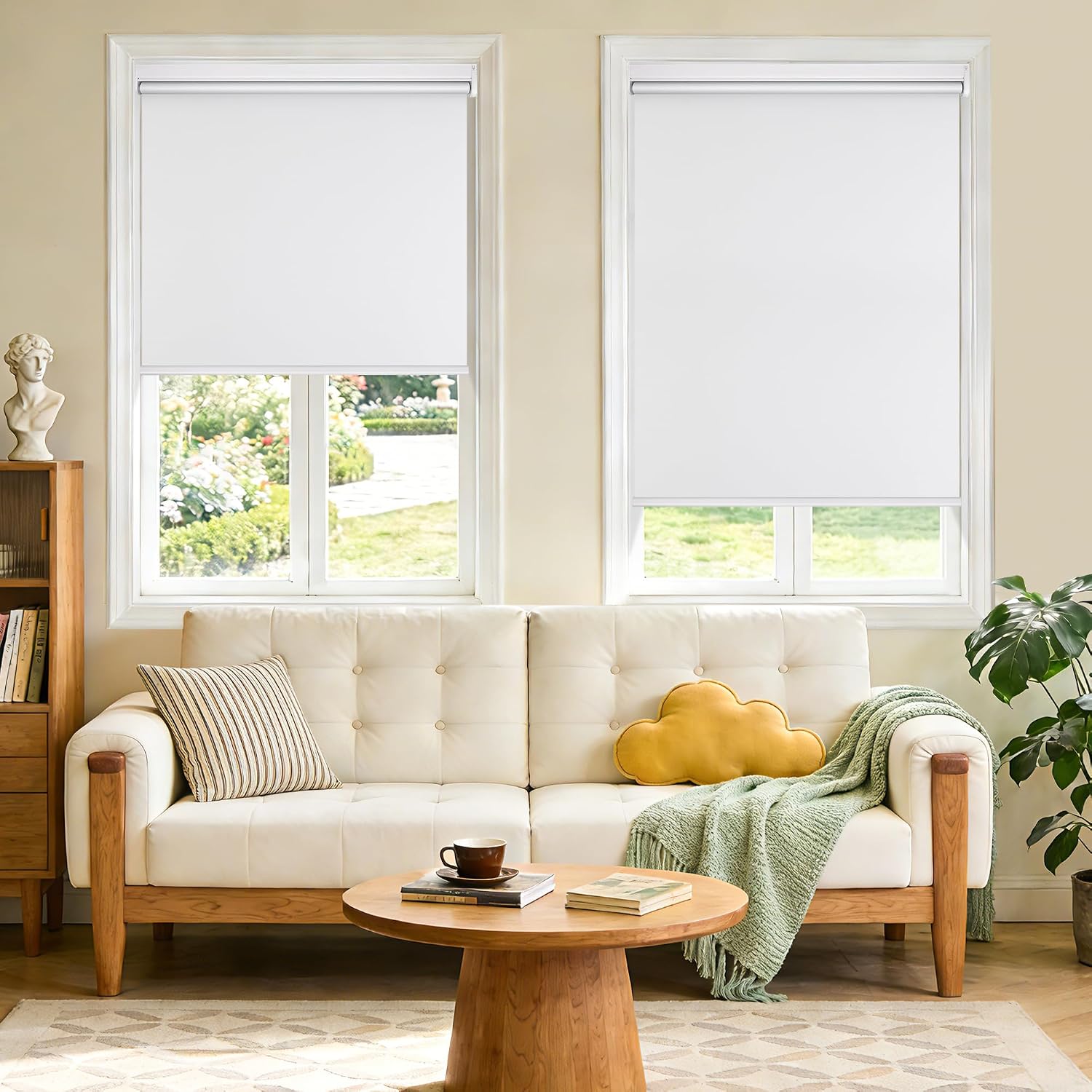 Grandekor Smart Motorized Blinds Compatible with Alexa |White 24Wx72H | Blackout Electric Cordless Roller Shades with Remote for Bedroom, Living Room&Home,Google Assistant & Tuya App Compatible