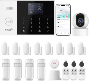 Home Security Systems,22Piece WiFi+GSM/4G with 2K HD Camera Wireless Home Alarm System Kit,Phone Smart Life/Tuya App Control & Real-Time Alert,SOS Button,NO Monthly Fees,Easy to Install