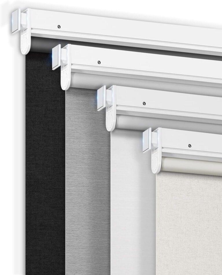 LICHTDIM24 No-Drill Motorized Blinds with Remote, Blackout Roller Shades | Rechargeable Shades for Windows, Electric Automatic Wireless Cordless Blinds for Bedroom and Living room (Grey,34.25″W*72″H)