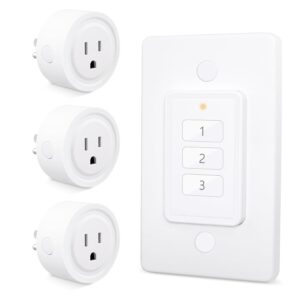 LoraTap Mini Wireless Remote Control Outlet Plug Adapter (2 Pack) with Remote, 2 Channel Wall Switch, 656ft Control Range for Indoor Lamps and Home Appliances, No Hub Required, 10A/1100W, White