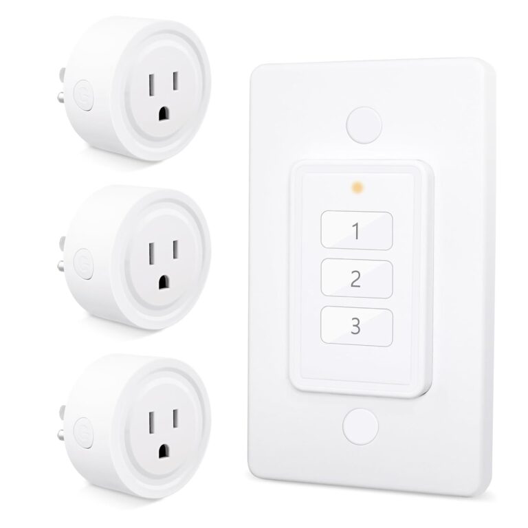 LoraTap Mini Wireless Remote Control Outlet Plug Adapter (2 Pack) with Remote, 2 Channel Wall Switch, 656ft Control Range for Indoor Lamps and Home Appliances, No Hub Required, 10A/1100W, White