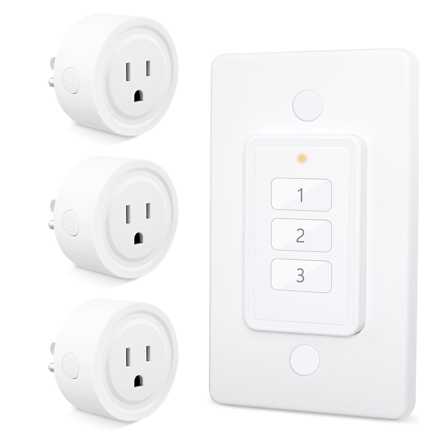 LoraTap Mini Wireless Remote Control Outlet Plug Adapter (2 Pack) with Remote, 2 Channel Wall Switch, 656ft Control Range for Indoor Lamps and Home Appliances, No Hub Required, 10A/1100W, White