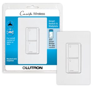 Lutron Caseta 3-Way Smart Switch Kit; Switch, Wireless Remote & More | Wireless 3-way kit allows you to add a second switch anywhere without running wire. For lighting and fans P-PKG1WS-WH, White