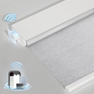 MANSNIX No-Drill Motorized Blackout Blinds with Remote, White, 34.5" x 36" | Tool-Free Installation, Works with Tuya & Alexa via Hub, Cordless, Child Pet & Renter Friendly, Privacy, Thermal Cooling