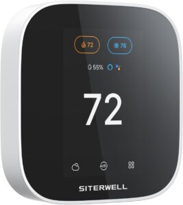 SITERWELL Smart Thermostat Programmable Home WiFi Thermostat | App & Voice‑Controlled Touch‑Screen HVAC, Compatible with Alexa and Google Assistant, C-Wire Required