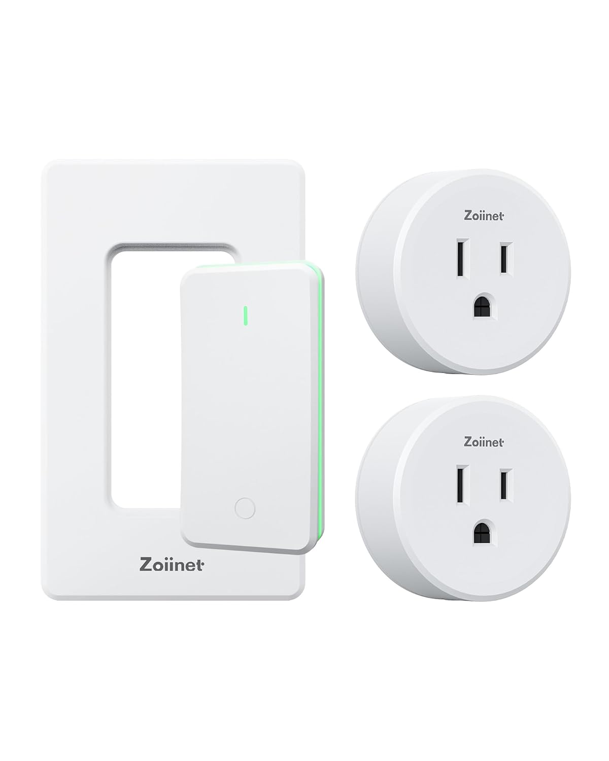Zoiinet Remote Control Outlet Plug, 80-275V/15A/1500W Wireless Light Switch | 300 ft, Buckle Design & Removable, No Wiring Needed, Programmable, for Household Appliances, Christmas Tree, Lamps, Fans