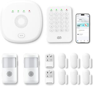 Alarm System for Home Security 24Pcs WiFi+GSM/4G Home Alarm System | NO Monthly Fee,120dB Loud Alarm with Instant App Alerts,Work with Alexa or Google,SOS Button,No Pairing Required