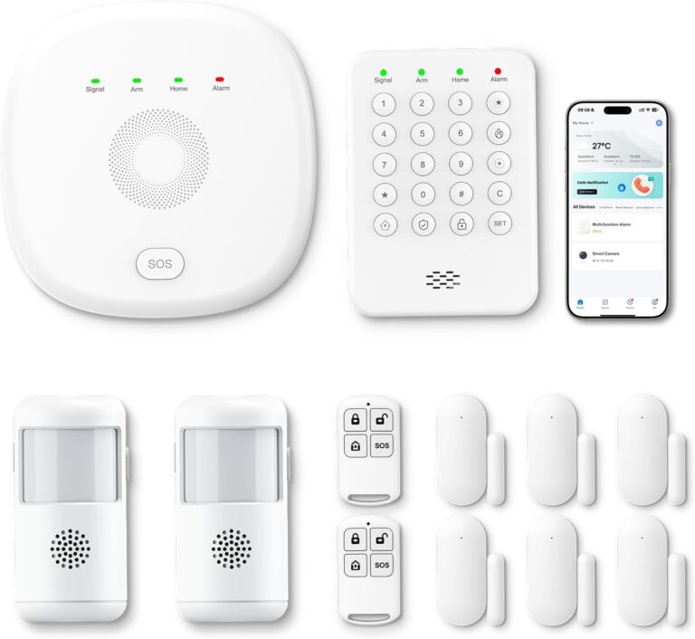 Alarm System for Home Security 24Pcs WiFi+GSM/4G Home Alarm System | NO Monthly Fee,120dB Loud Alarm with Instant App Alerts,Work with Alexa or Google,SOS Button,No Pairing Required