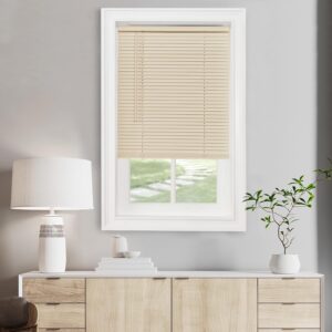Cordless Light Filtering Mini Blind, 22 x 64 in, Pearl White | Cordless Lift and Light-Filtering Control: Slat-Based Blind Construction with Adjustable Light Control.