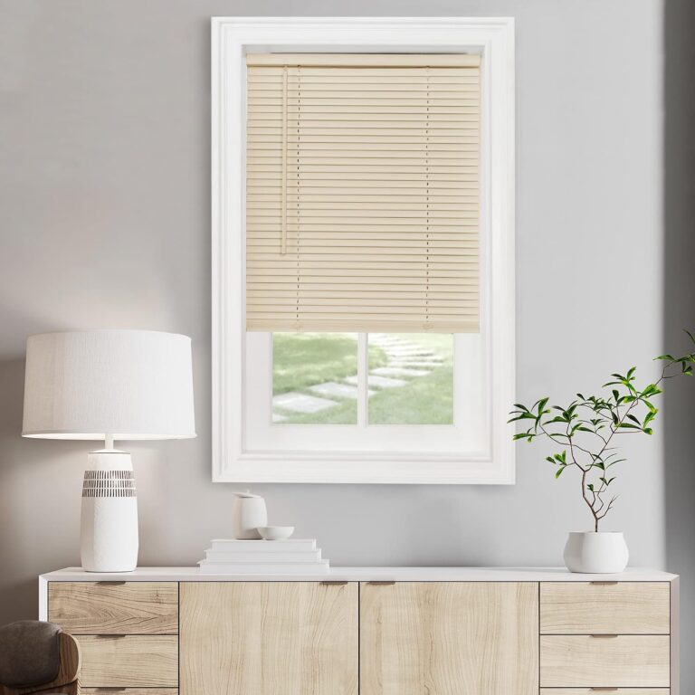 Cordless Light Filtering Mini Blind, 22 x 64 in, Pearl White | Cordless Lift and Light-Filtering Control: Slat-Based Blind Construction with Adjustable Light Control.
