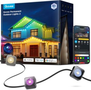 Govee Permanent Outdoor Lights 2, 100ft RGBIC Outdoor Lights with 100 Modes | 16 Million Colors, IP67 Waterproof for Outdoor, Patio, Deck, Backyard & Garden, Works with Alexa, Google Assistant, White