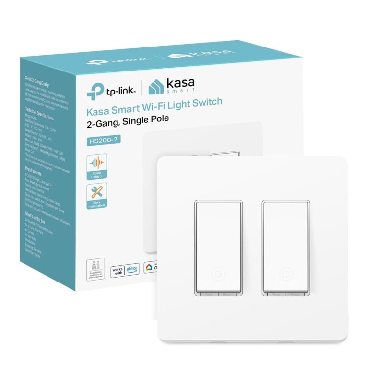 Kasa Smart Dimmer Switch 2-Gang, HS200-2, Single Pole, Need Neutral Wire | 2.4GHz Wi-Fi Light Switch, Works with Alexa & Google Home, UL Certified, No Hub Required, White