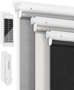 LICHTDIM24 No-Drill Motorized Blinds with Remote, Blackout Roller Shades | Rechargeable Shades for Windows, Electric Automatic Wireless Cordless Blinds for Bedroom and Living room (White,35"W*72"H)