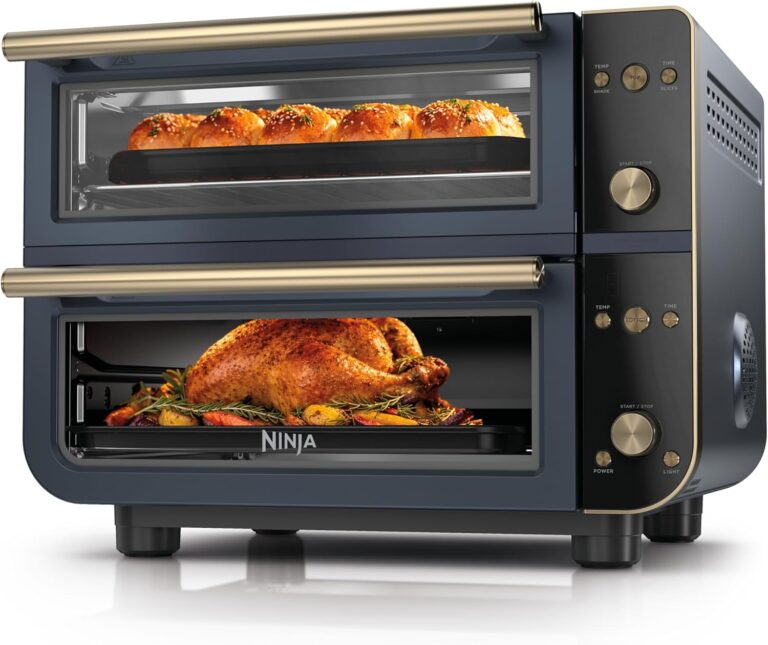 Ninja Double Oven Pro Smart XL, 30.2 Qt, 12-in-1, Cyberspace, DCT801BL | DualZone, Smart Finish, Fits 4.5 lb chicken, Air fry, bake, broil, roast, toast, pizza