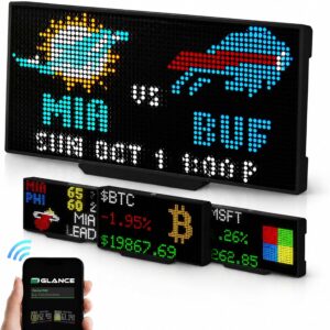 PANELFI Glance LED Sports Ticker, Customizable Smart Pixel Display for Live Scores, Stock Market Tickers, Crypto, Weather and News, Man Cave and Desk Decor, No Subscription, Made in USA Small 8"x 4"