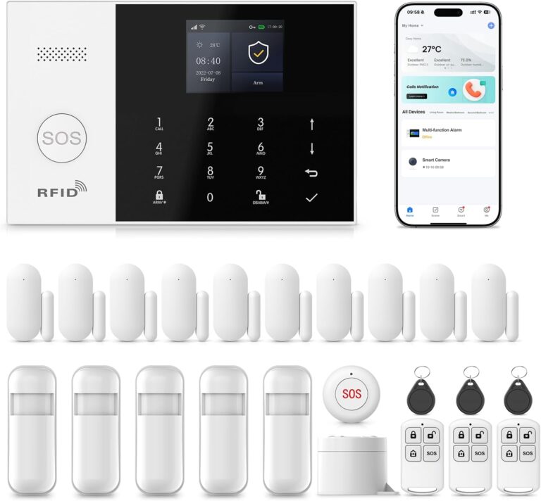 PGST Alarm System for Home Security,24Pcs WiFi/4G Apartment Alarm System | NO Monthly Fees,No Pairing Required + Quick Installation,Instant App Alerts,Work with Alexa,SOS Button Window/Motion Sensors