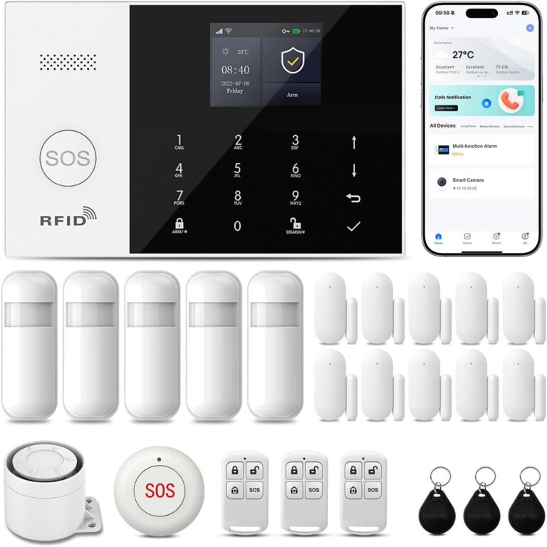 PGST Home Security Systems 12-Piece Kit (Newest Model),WiFi+GSM/4G with Mobile App Control and Alerts Wireless Smart Home or Business Security System,No Monthly Fees,Works with Alexa, Smart Life/Tuya