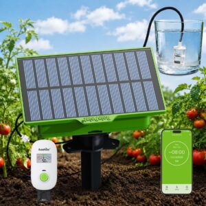 RAINPOINT Solar WiFi Drip Watering System & WiFi Moisture Sensor Combo Pack | App Control Smart Indoor/Outdoor Automatic Drip Irrigation Waterer & Visual Gauge WiFi Plant Soil Moisture Meter