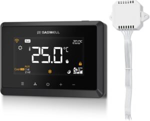 SASWELL Smart WiFi Thermostat for Home, Programmable Thermostat 3H/2C for Heat Pump & Conventional Systems, Tuya App Control, Compatible with Alexa & Google Assistant
