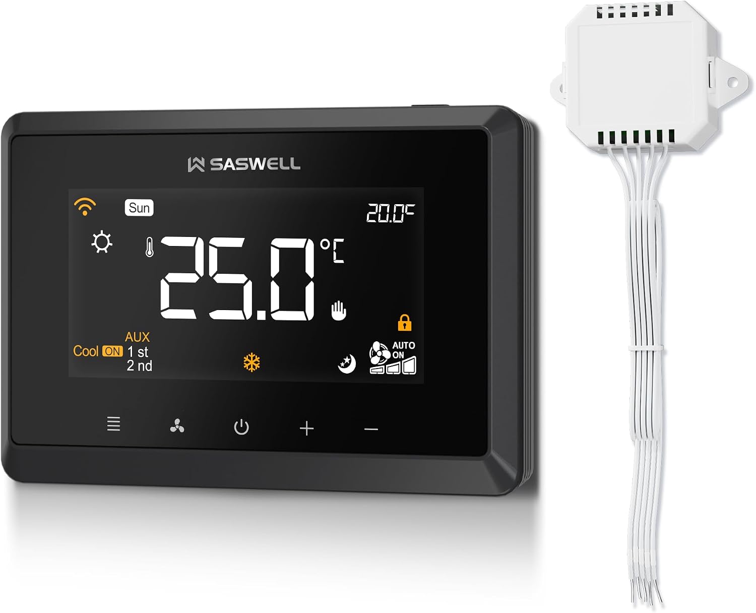 SASWELL Smart WiFi Thermostat for Home, Programmable Thermostat 3H/2C for Heat Pump & Conventional Systems, Tuya App Control, Compatible with Alexa & Google Assistant
