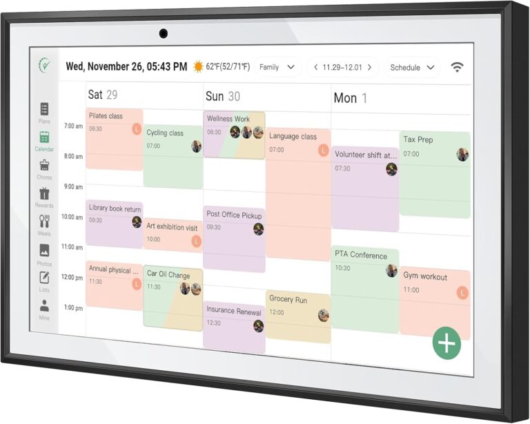 WiFi Digital Calendar Smart Family Planner,Chore Charts, Achievement Rewards, AI Meal Planning, Smart Touchscreen Interactive Display for Schedules and Cloud Photo Desk Calendar Refills, 10.1” Black