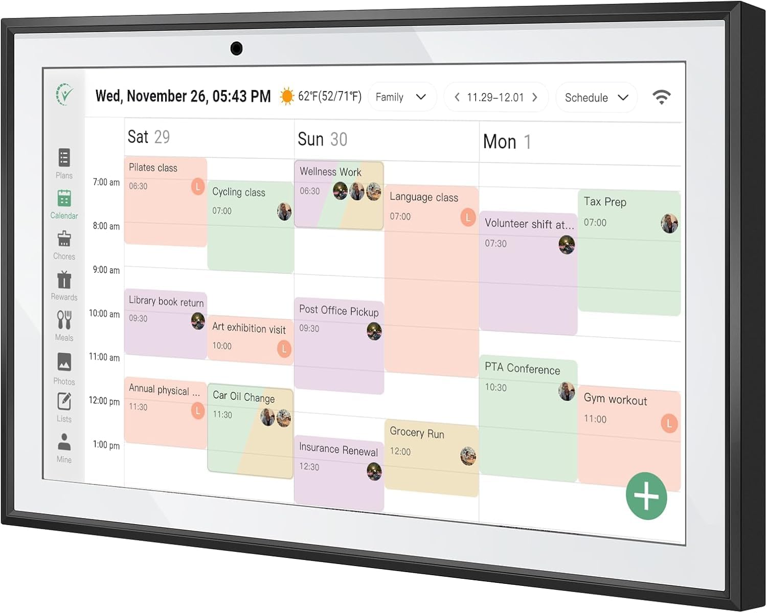 WiFi Digital Calendar Smart Family Planner,Chore Charts, Achievement Rewards, AI Meal Planning, Smart Touchscreen Interactive Display for Schedules and Cloud Photo Desk Calendar Refills, 10.1” Black