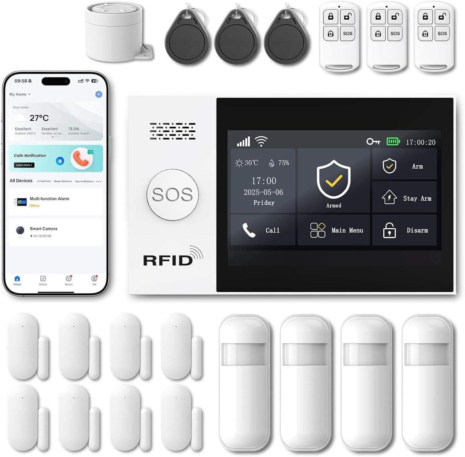 WiFi Wireless Alarm System for Home Security – 24/7 Protection Smart Device | 4.3″ Touch Screen, GSM/4G+WiFi, Instant Alerts, Pet Activity Tracking, No Monthly Fee, Alexa Compatible for Home,Apartment