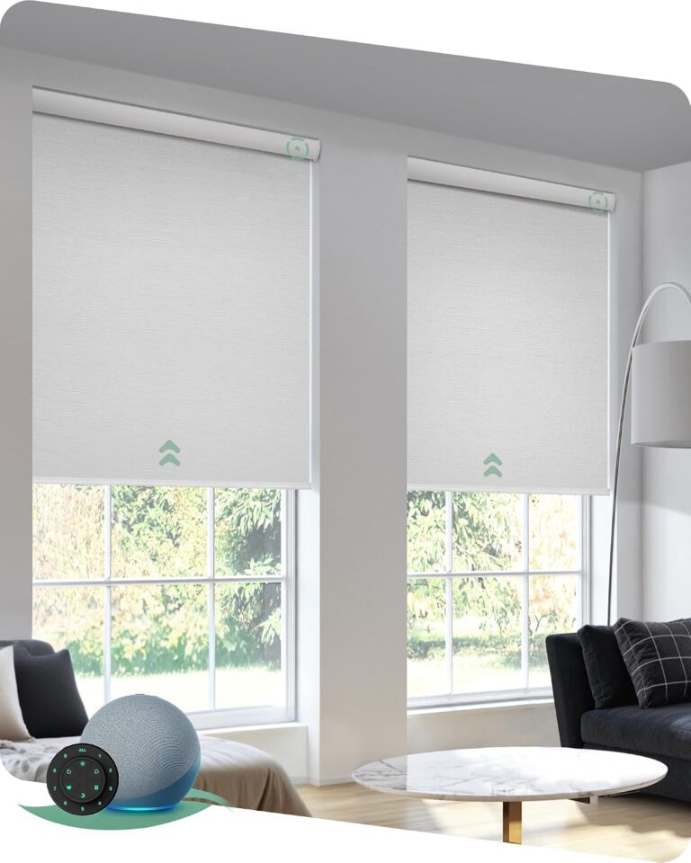 Yoolax Motorized Blinds with Remote, Blackout Linen Beige, 22″ W x 72″ H | Works with Alexa, Voice Control, Smart Blinds for Bedroom Home Office, Automatic Blinds with Remote for Windows, No Valance