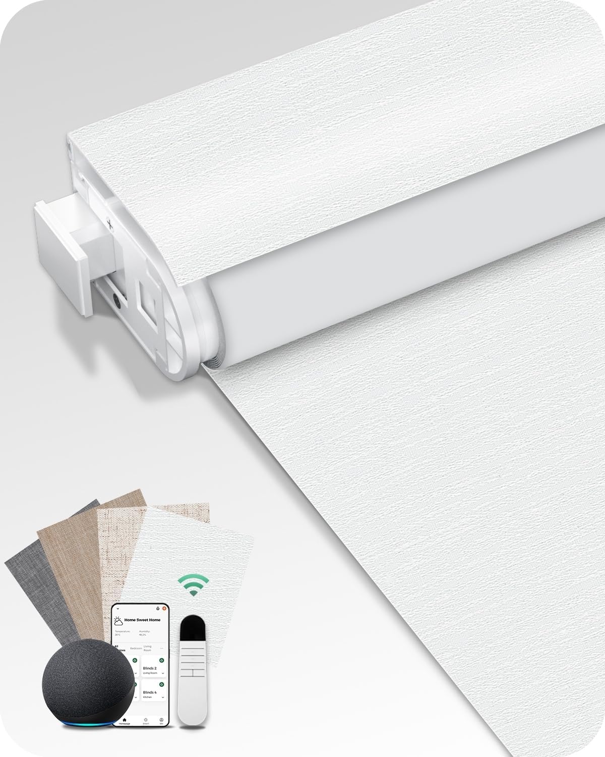 Allesin Motorized Blinds with Remote (Smoky Gray, 33×72) | No-Drill Smart Blackout Roller Shades, Easy Install Rental-Friendly Electric Blinds for Home Office