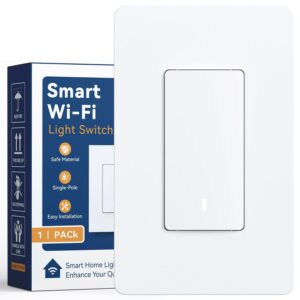 Amico Smart Wi-Fi Switch, 1 Pack, Light Switch Controlled by App, Single-Pole, Voice Control Compatible, Timer & Countdown, LED Indicator, Neutral Wire Required, ETL Listed