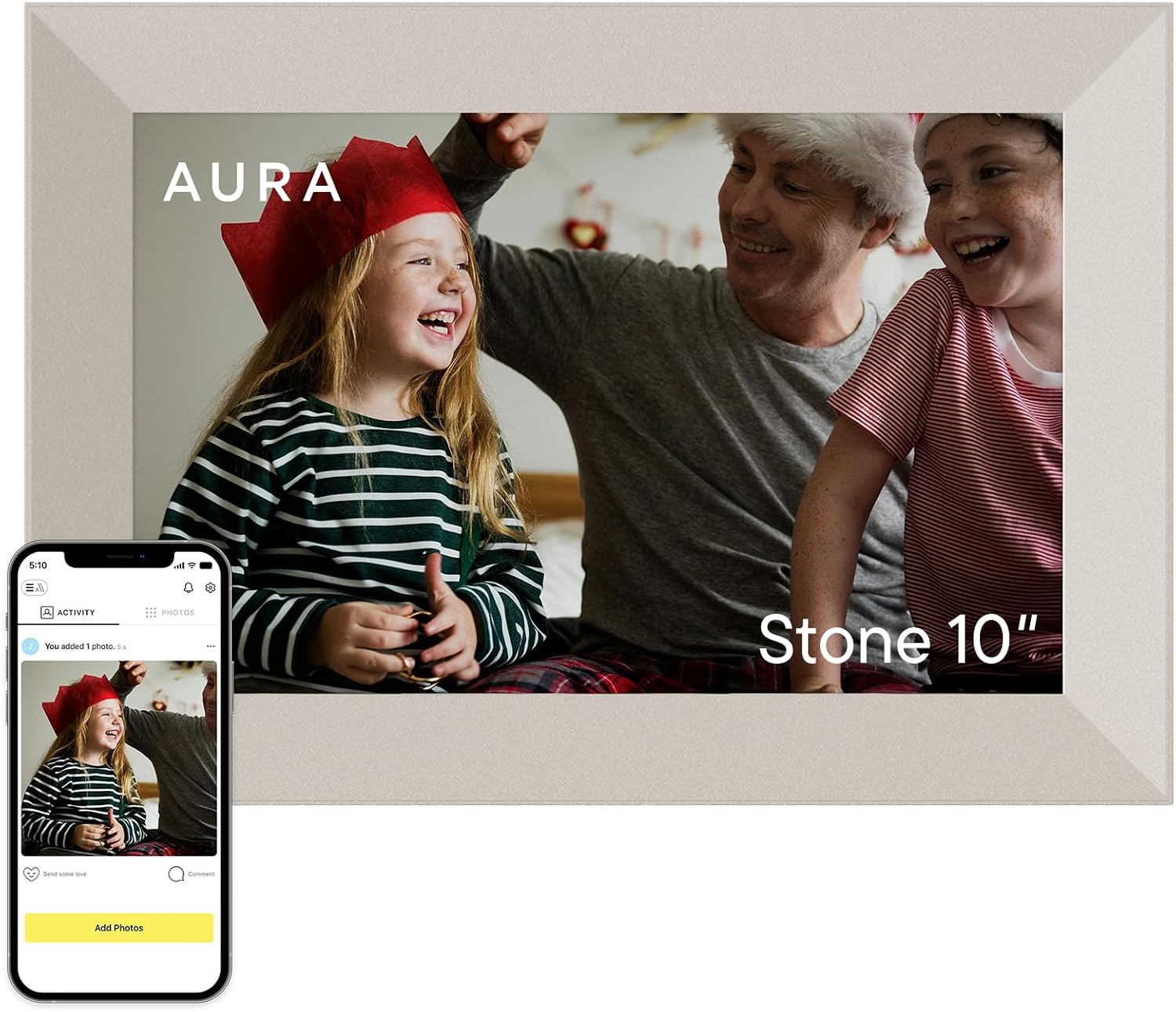 Aura Digital HD Picture Frame, Best Frame for Gifting, (10″ – Carver Black)