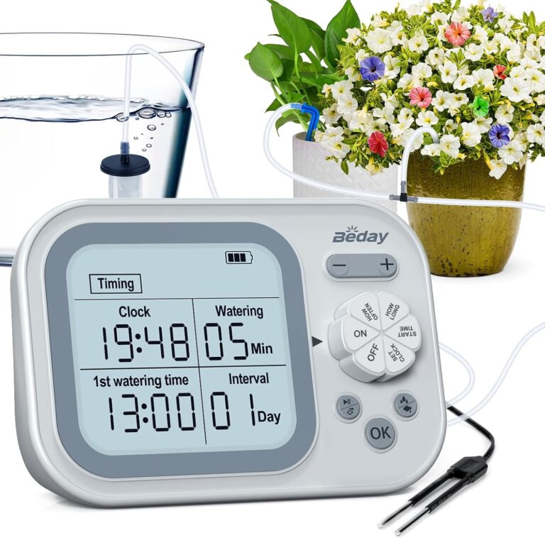 Automatic Plant Waterer Indoor Self Watering System for 15 Potted Plants, Auto Drip Irrigation Kit Programmable Water Timer with Smart Humidity Detection, Green