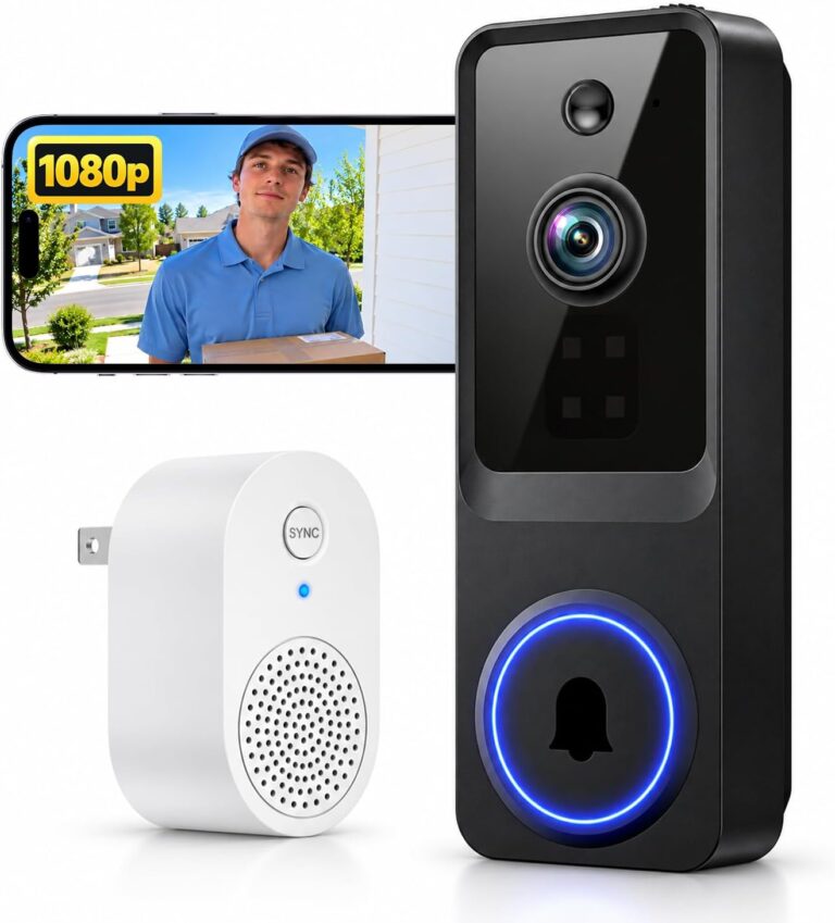 Cookedixo 1080P Video Doorbell Camera Wireless with Infrared Night Vision | Smart AI Human Detection, 2.4G Wi-Fi Only, 2-Way Audio, Cloud Storage, Home Security Doorbell, Battery Powered