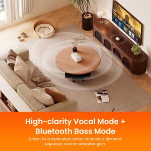 Evinof 2.4G Wireless TV Speaker for Seniors, Bluetooth Speaker for TV | Voice-Enhanced, 2.4GHz Zero-Latency RF, 100ft Range, Bluetooth 6.0, Optical/AUX/RCA/USB-C, 24H Battery, Portable Home Speaker