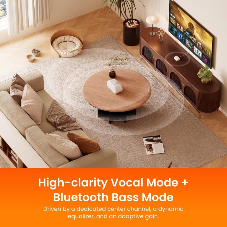 Evinof 2.4G Wireless TV Speaker for Seniors, Bluetooth Speaker for TV | Voice-Enhanced, 2.4GHz Zero-Latency RF, 100ft Range, Bluetooth 6.0, Optical/AUX/RCA/USB-C, 24H Battery, Portable Home Speaker